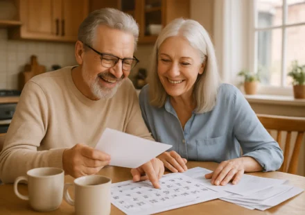Senior couple reviewing their Social Security payment schedule calendar for July 2026