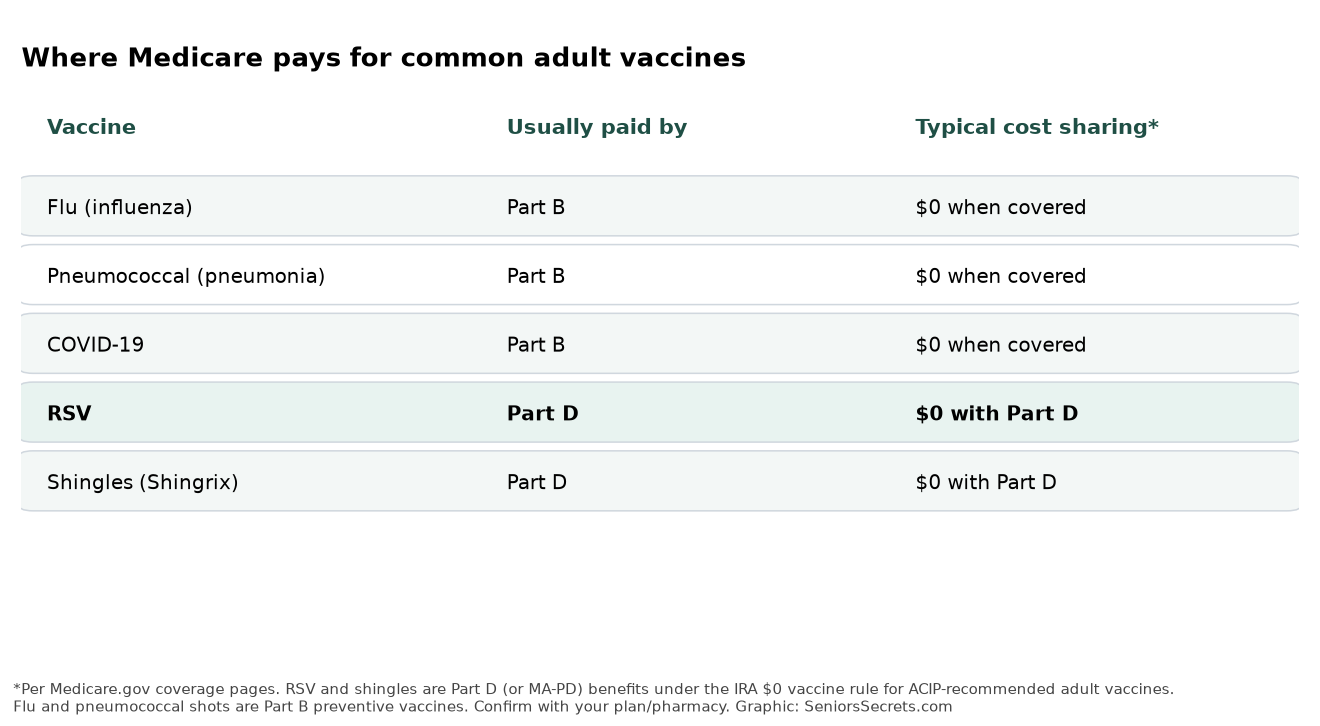 Table comparing Part B vs Part D vaccine coverage