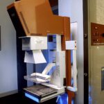 A mammography machine in a hospital imaging room