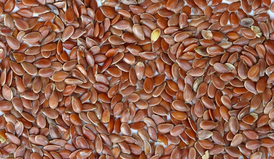 A bowl of brown flaxseeds