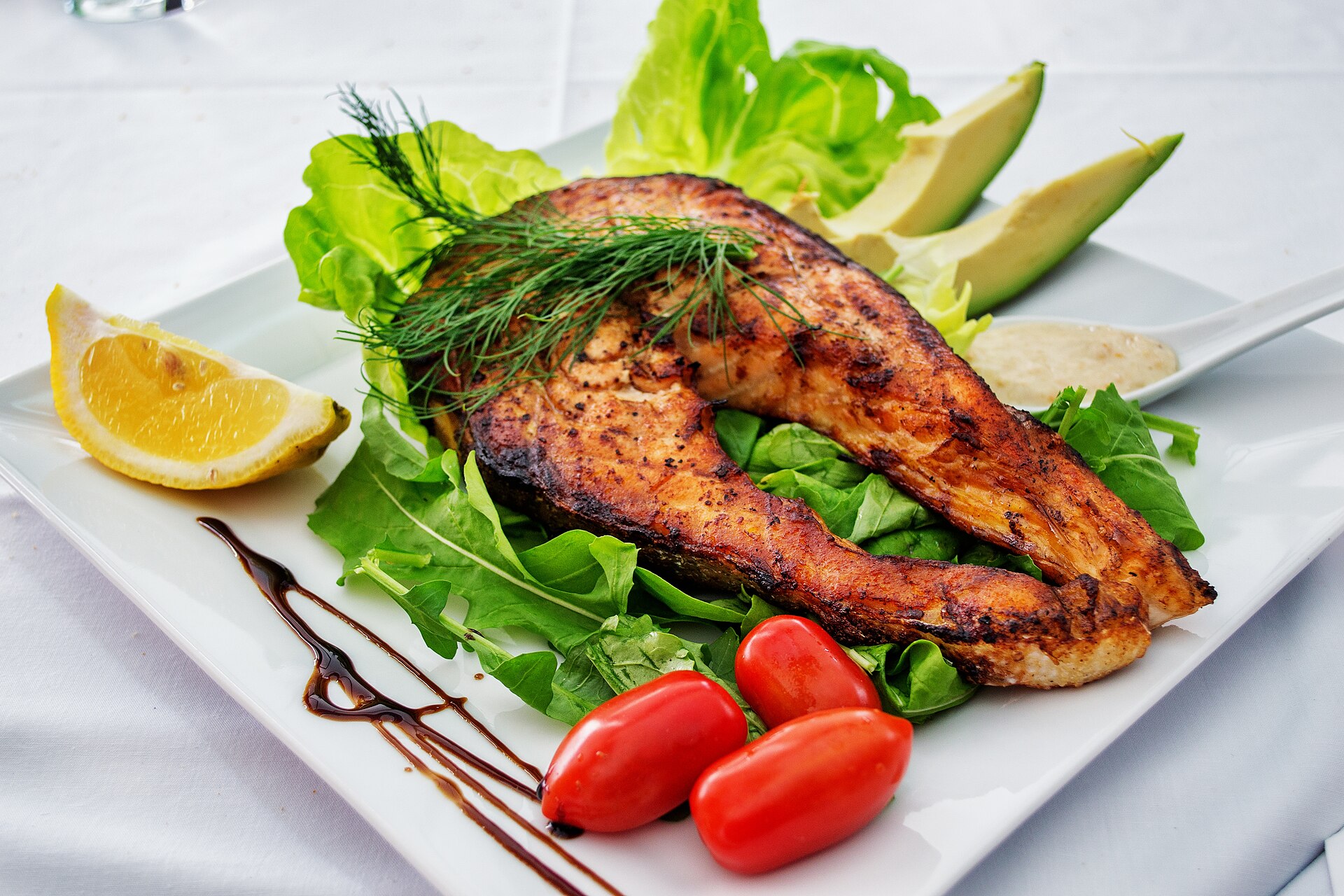 Grilled salmon fillet on a plate