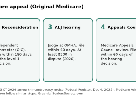 Diagram of the five levels of Medicare appeal with deadlines for Original Medicare