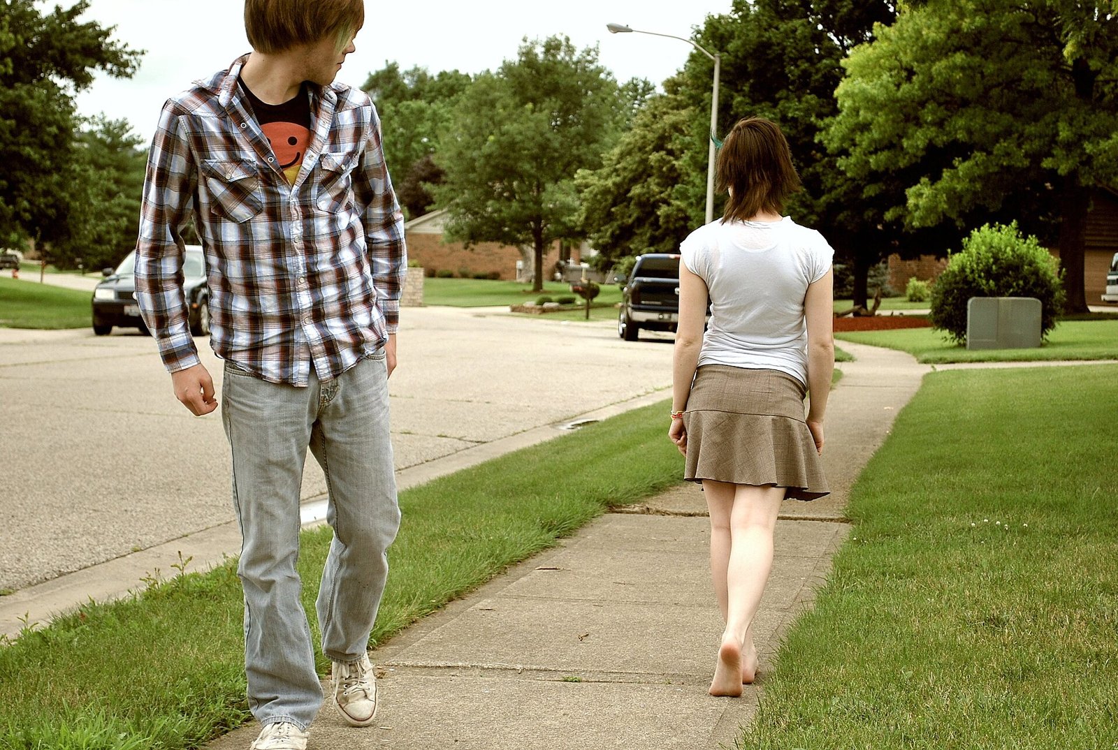 Walking shoes on a sidewalk