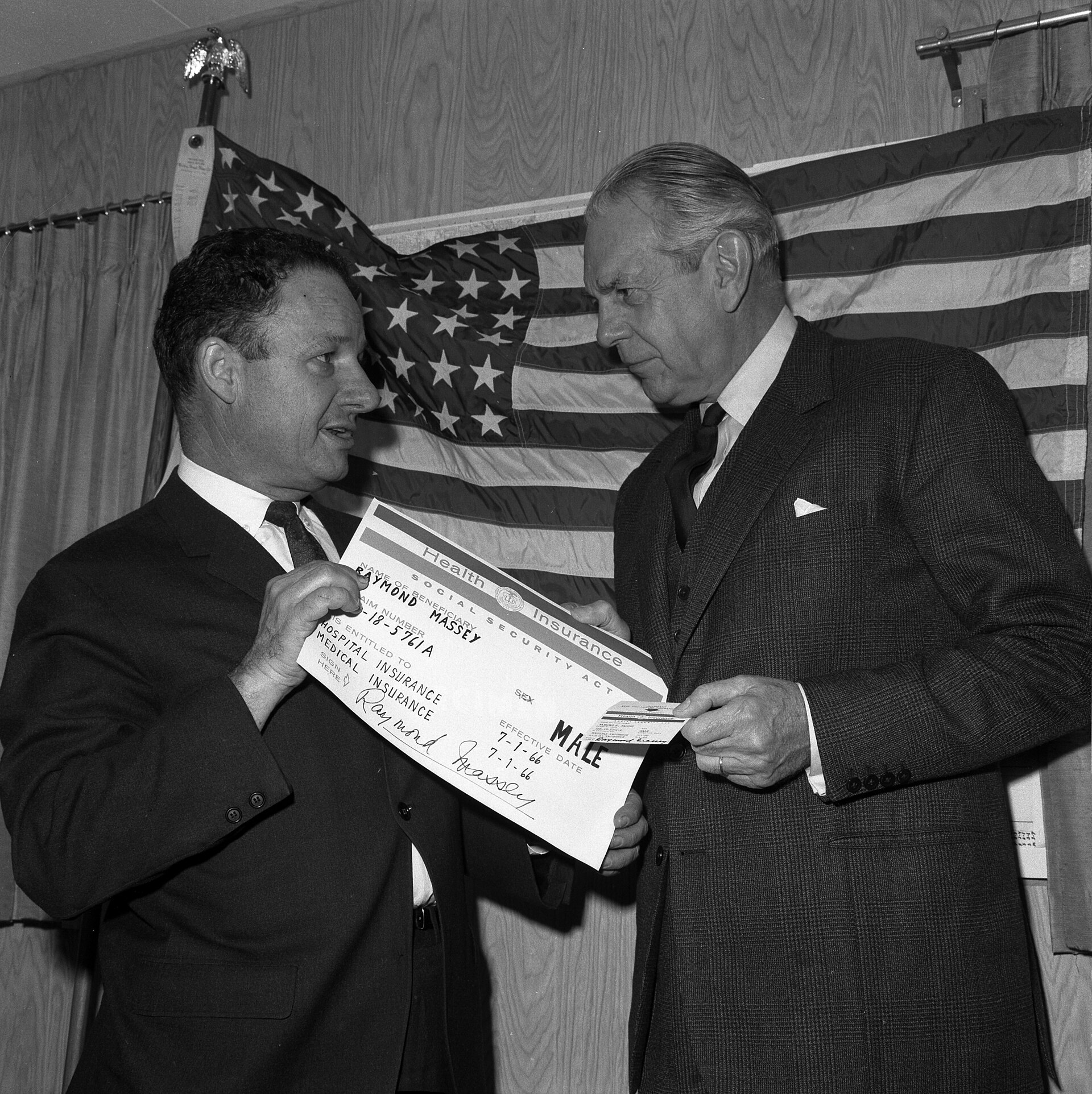 Historic Medicare identification card presentation photo